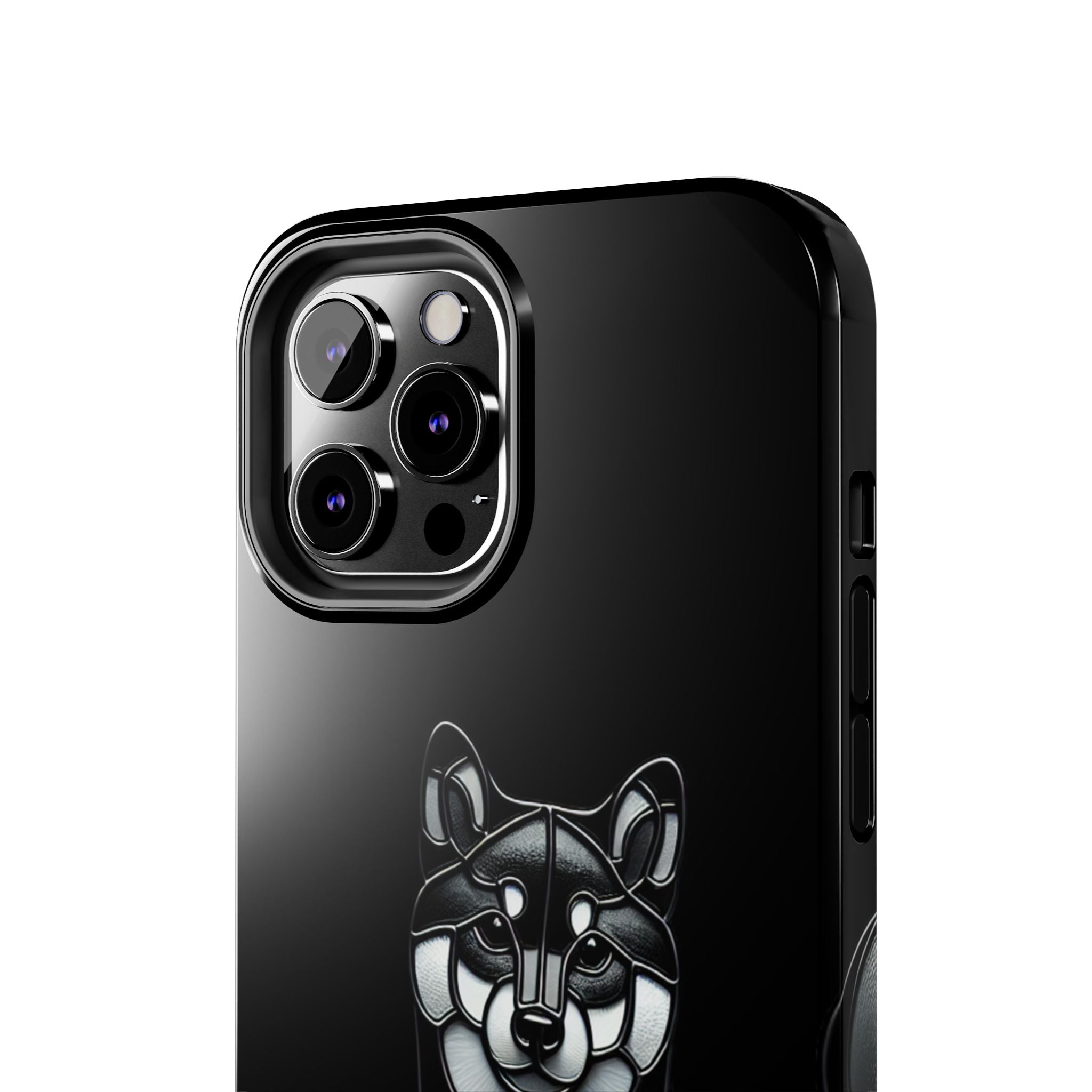 Wolf Silhouette Tough Phone Case — Black Geometric Wolf Protective Cover