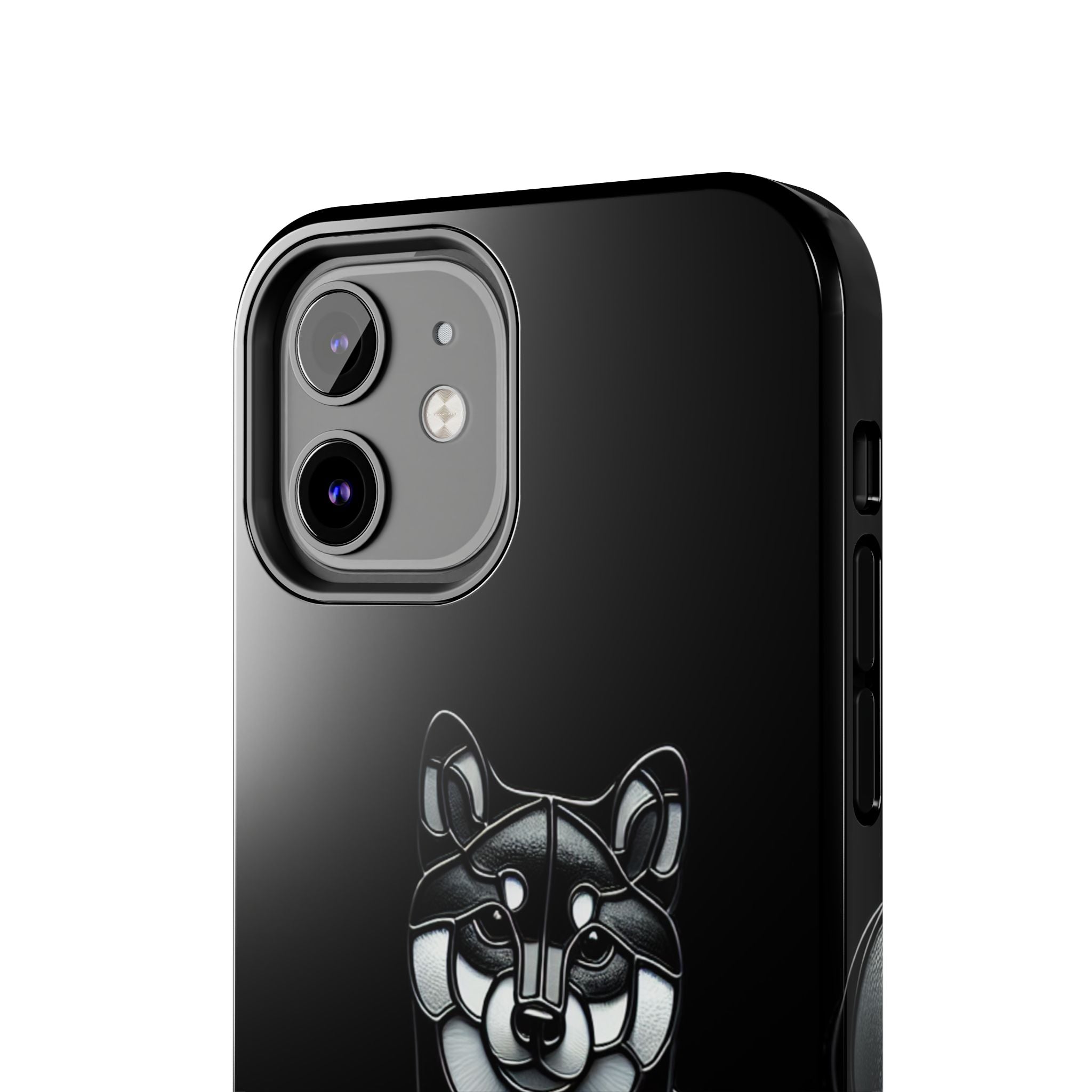 Wolf Silhouette Tough Phone Case — Black Geometric Wolf Protective Cover