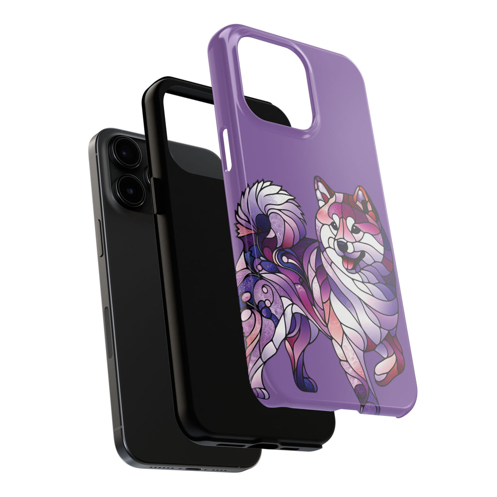 Purple Stained-Glass Shiba Inu Tough Phone Case — Protective Artistic Phone Cover