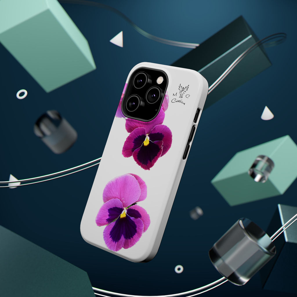 Pansy Blossom Magnetic Phone Case — Impact‑Resistant Floral iPhone Cover