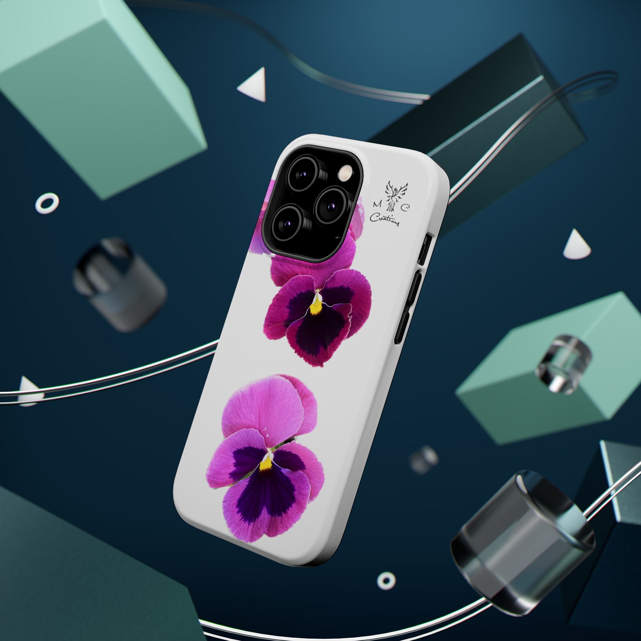 Pansy Blossom Magnetic Phone Case — Impact‑Resistant Floral iPhone Cover