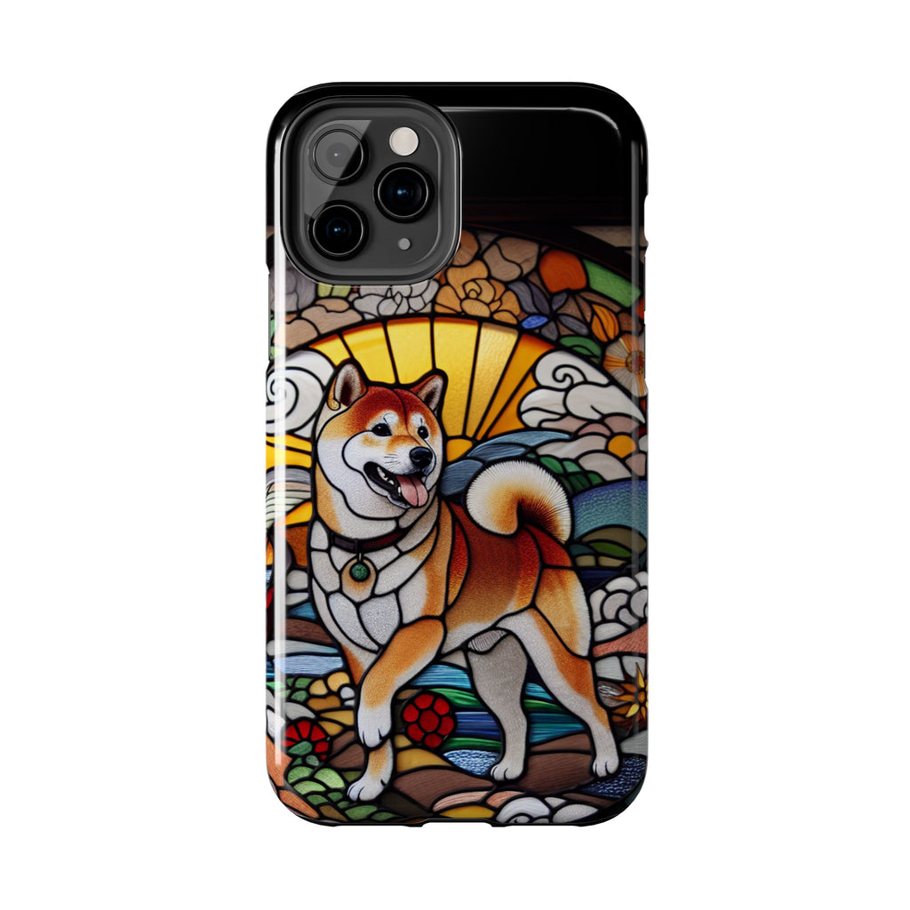 Shiba Inu Stained-Glass Tough Phone Case — Durable Protective Dog Art Cover
