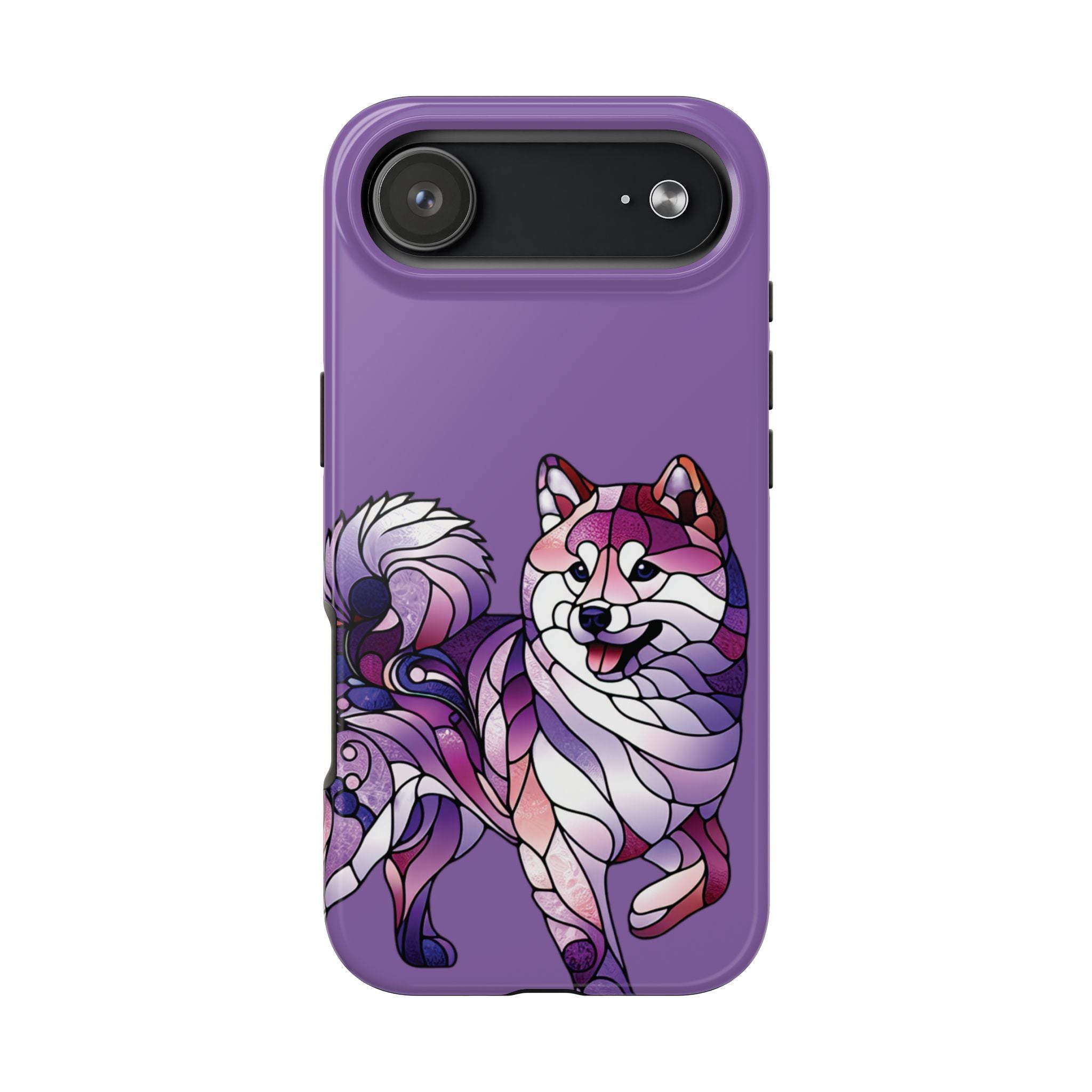 Purple Stained-Glass Shiba Inu Tough Phone Case — Protective Artistic Phone Cover
