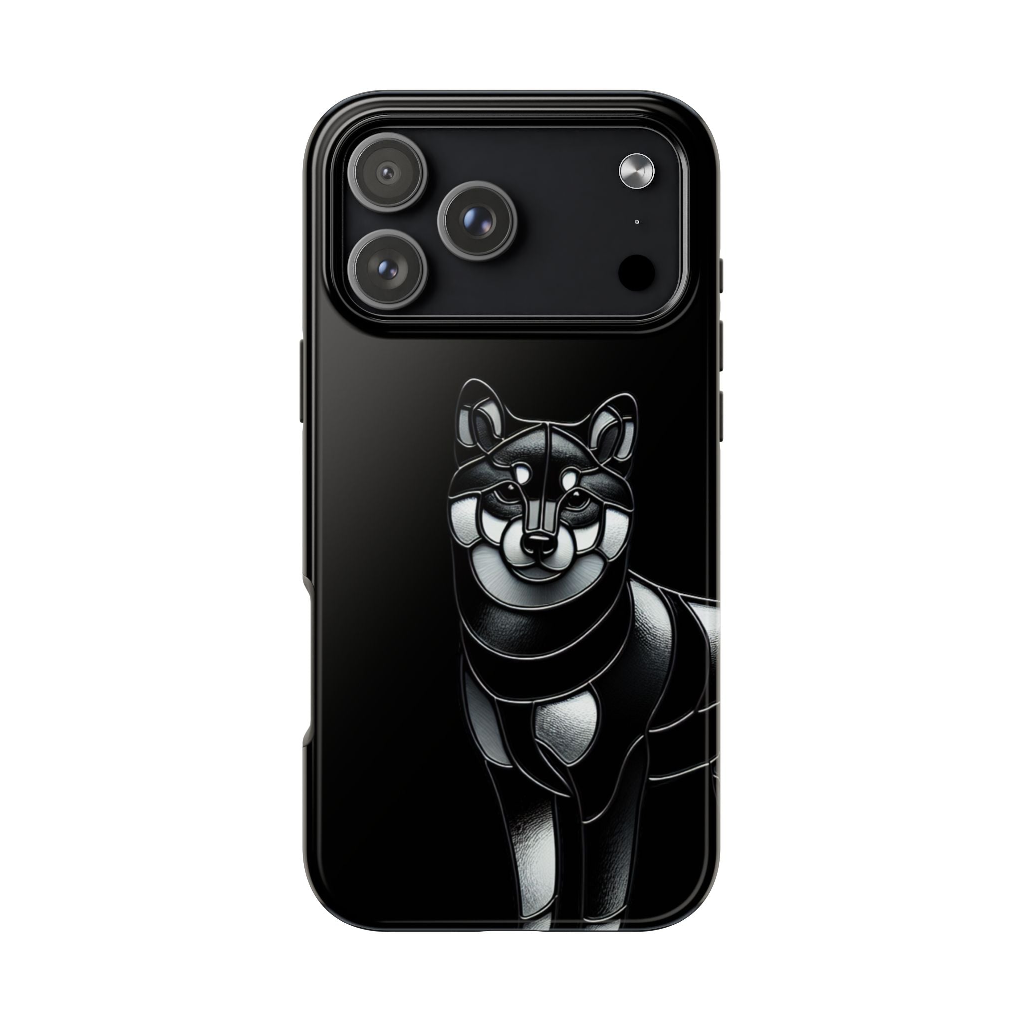 Wolf Silhouette Tough Phone Case — Black Geometric Wolf Protective Cover