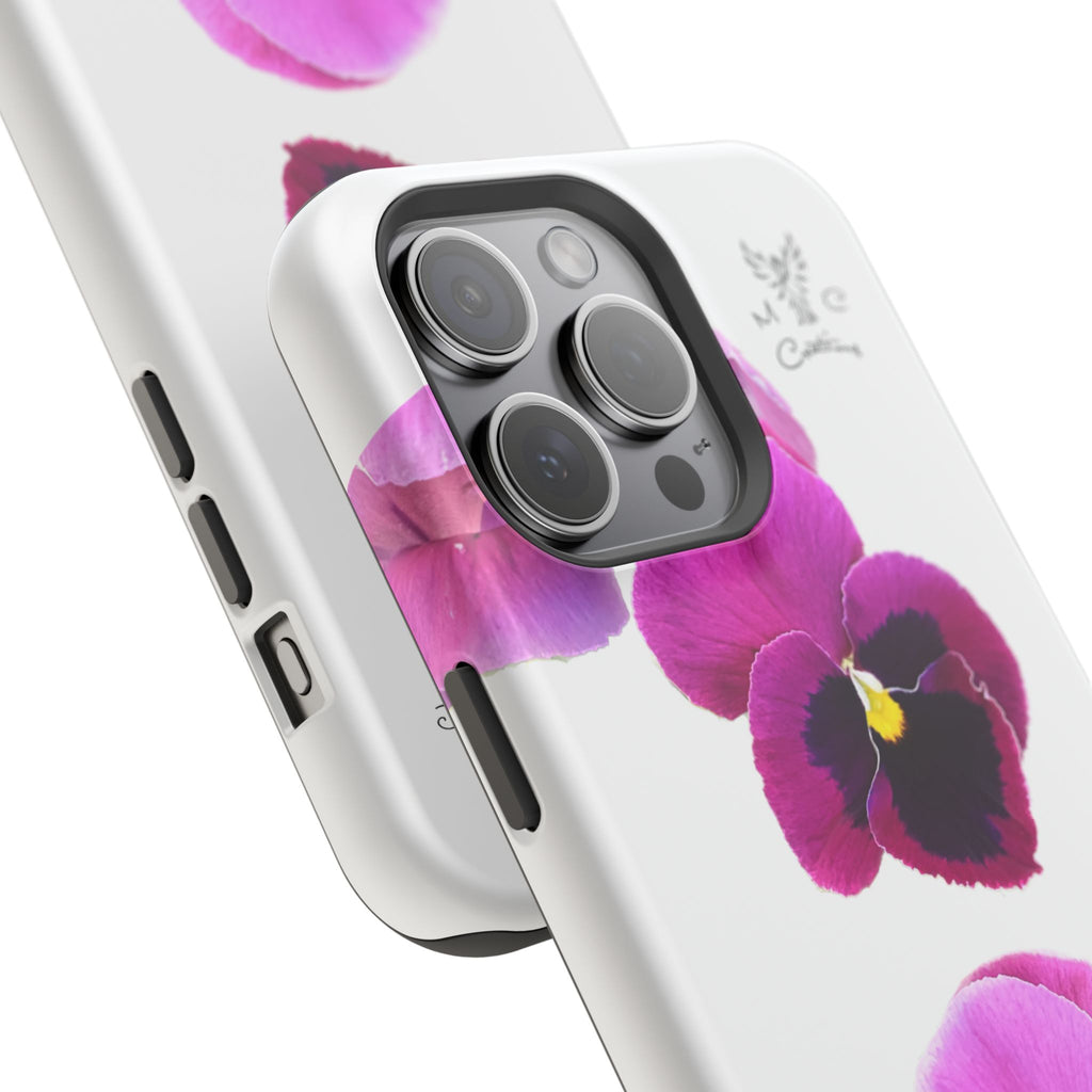 Pansy Blossom Magnetic Phone Case — Impact‑Resistant Floral iPhone Cover