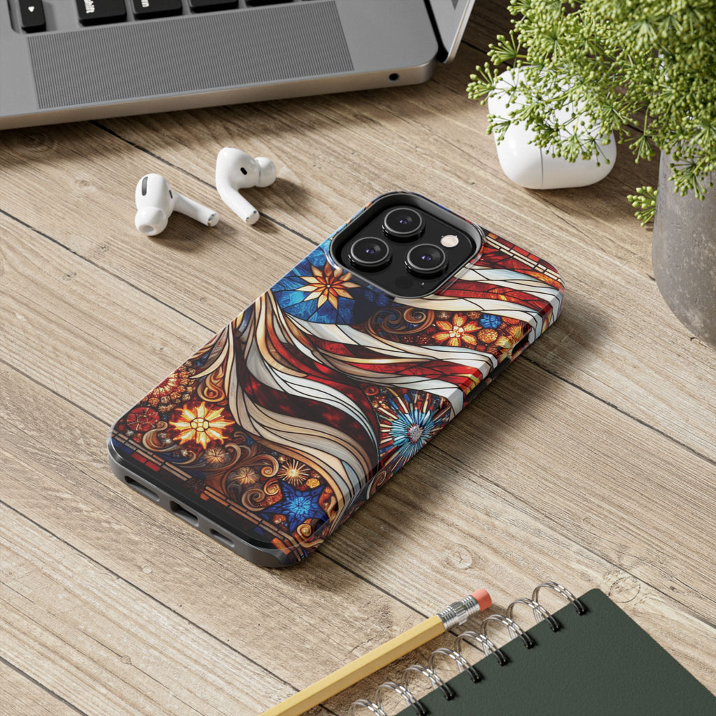 American by Nature Colorful Stained Glass Tough Phone Cases | Unique iPhone Covers, Protective Cases, Vibrant Designs, Gifts for Him/Her