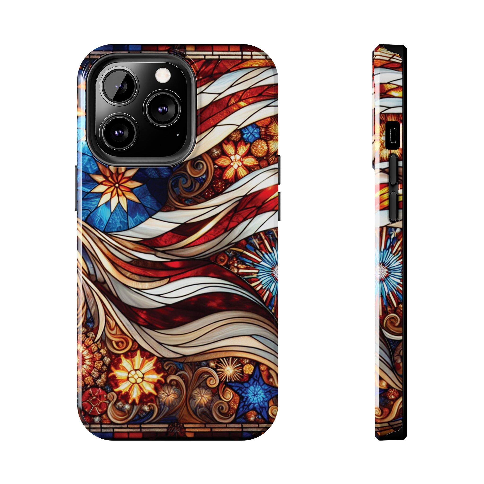 American by Nature Colorful Stained Glass Tough Phone Cases | Unique iPhone Covers, Protective Cases, Vibrant Designs, Gifts for Him/Her