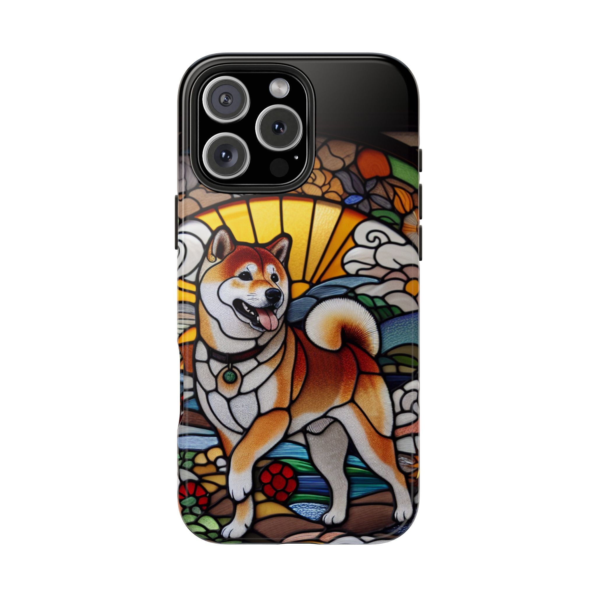 Shiba Inu Stained-Glass Tough Phone Case — Durable Protective Dog Art Cover