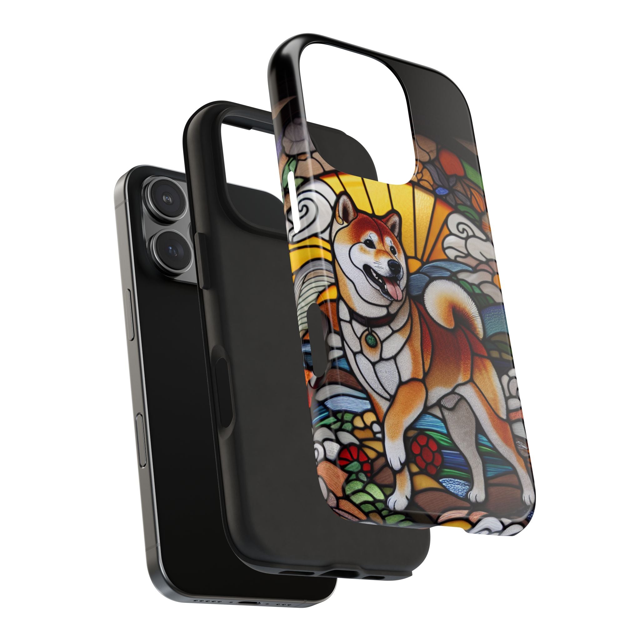Shiba Inu Stained-Glass Tough Phone Case — Durable Protective Dog Art Cover
