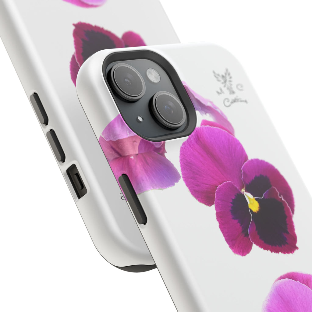 Pansy Blossom Magnetic Phone Case — Impact‑Resistant Floral iPhone Cover