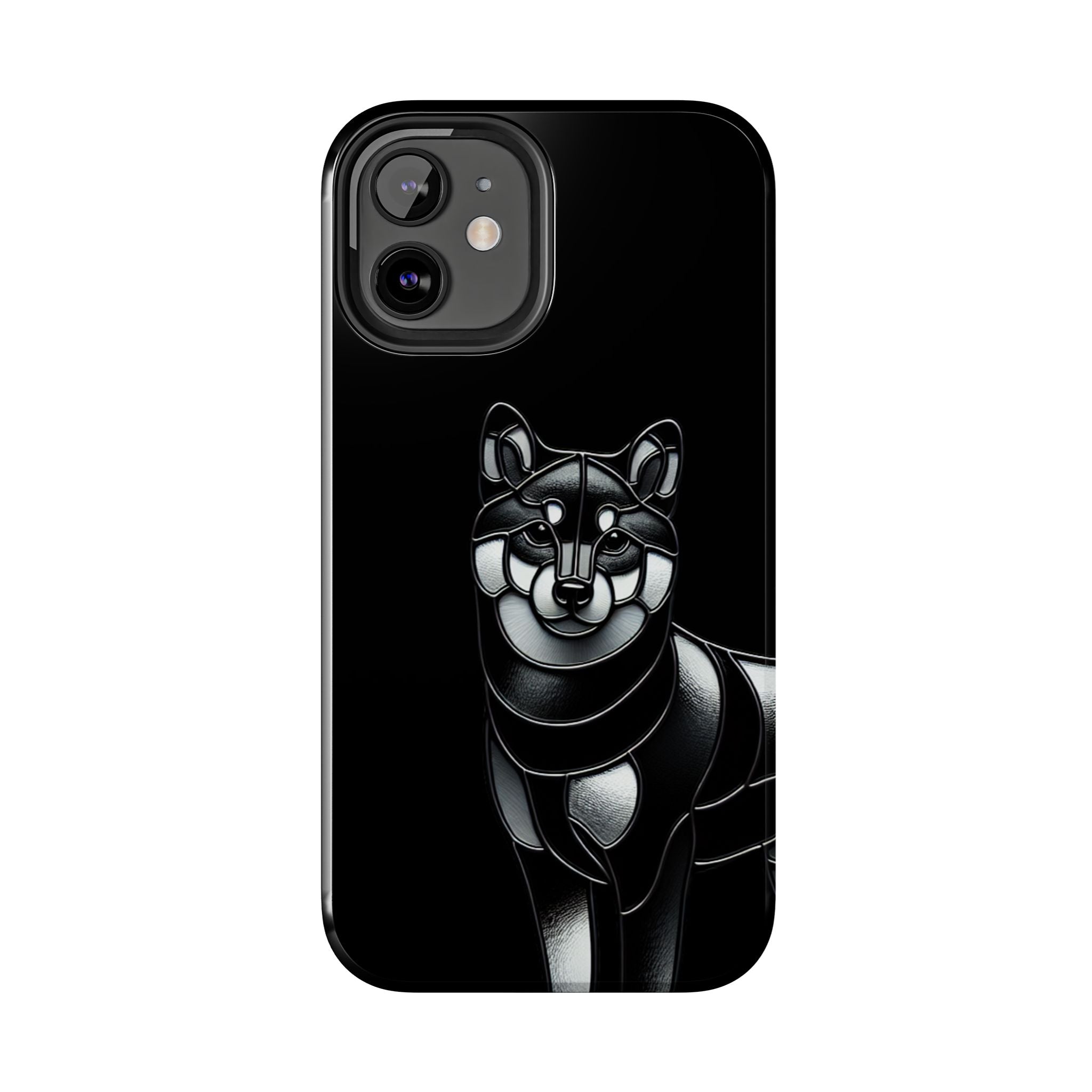 Wolf Silhouette Tough Phone Case — Black Geometric Wolf Protective Cover