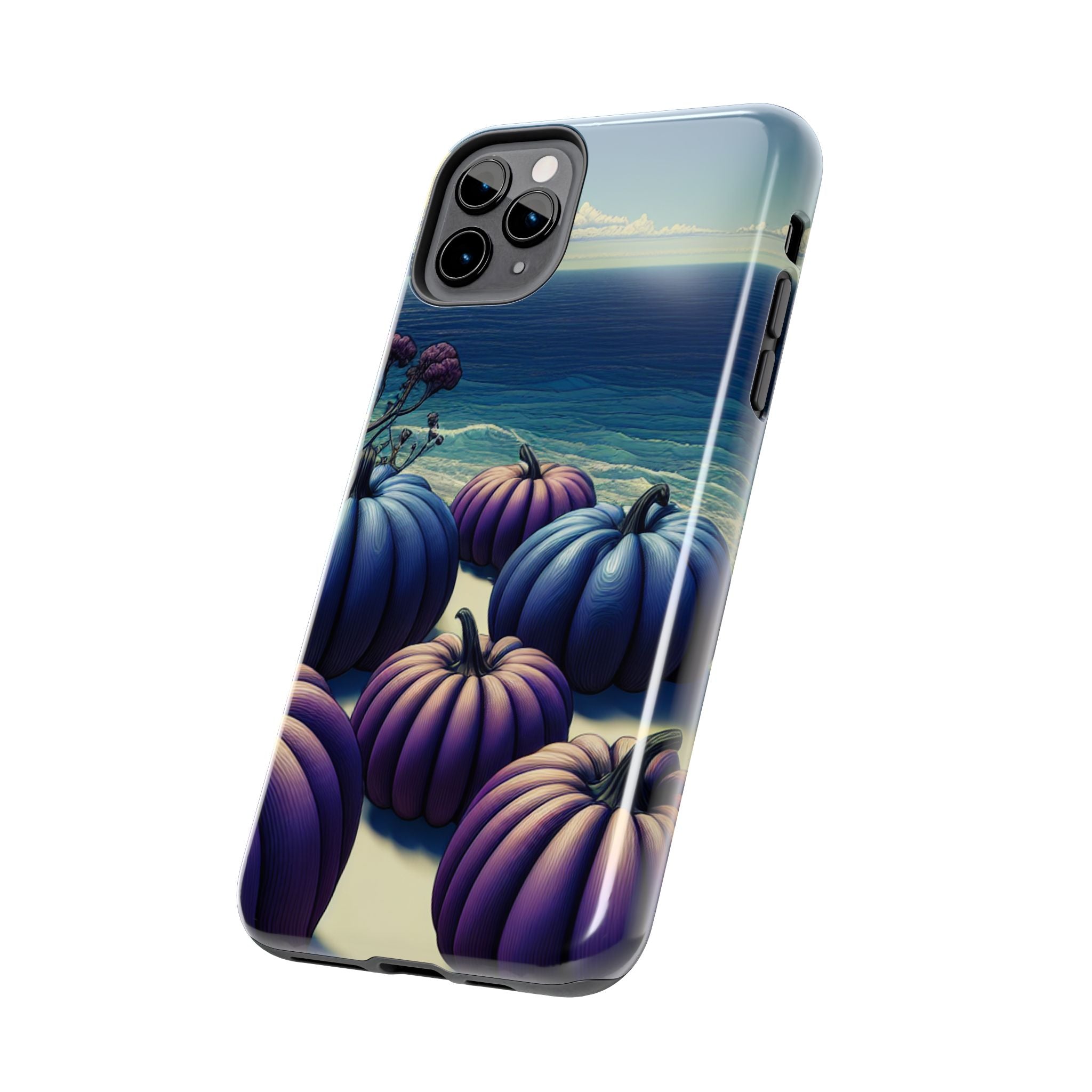 Blue Pumpkin Beach Tough Phone Case — Coastal Halloween Fall iPhone Cover
