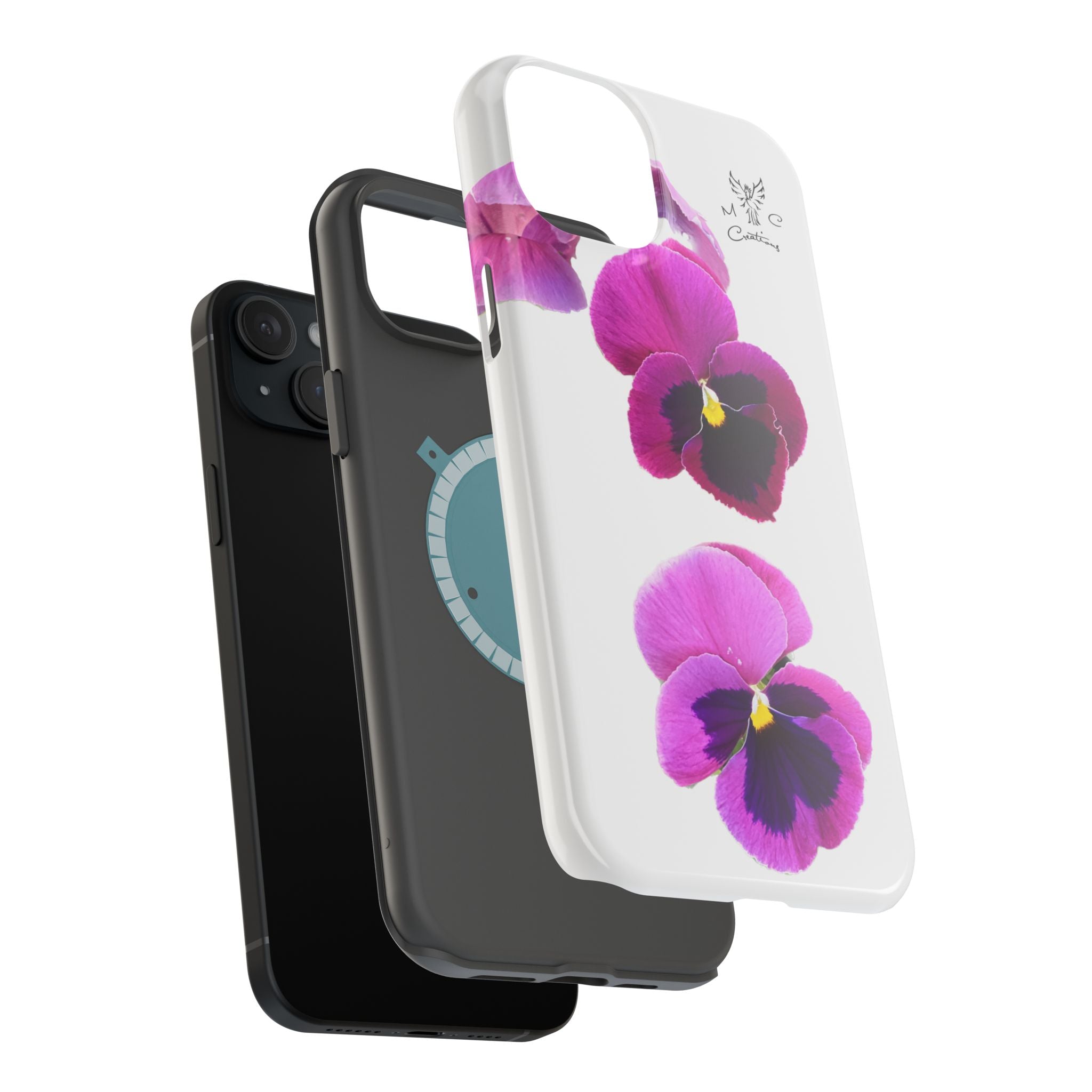 Pansy Blossom Magnetic Phone Case — Impact‑Resistant Floral iPhone Cover