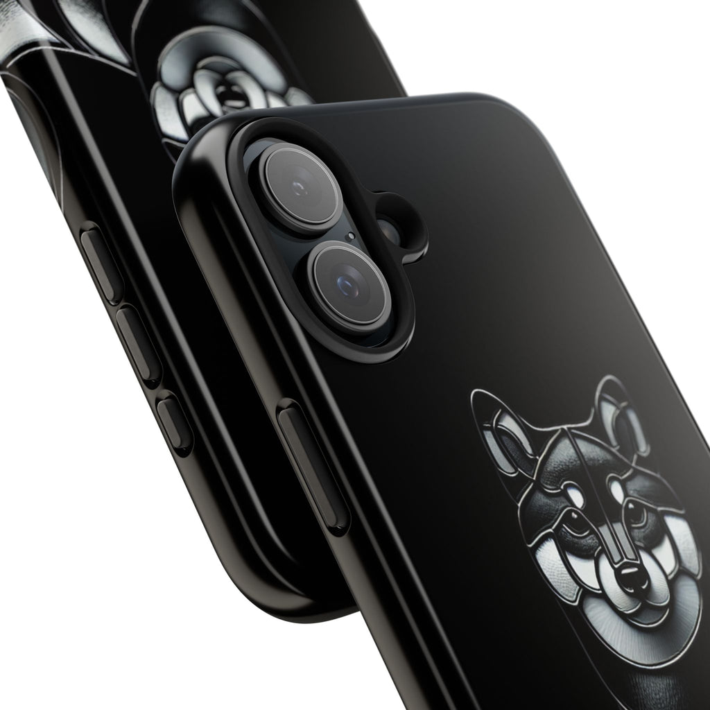 Wolf Silhouette Tough Phone Case — Black Geometric Wolf Protective Cover
