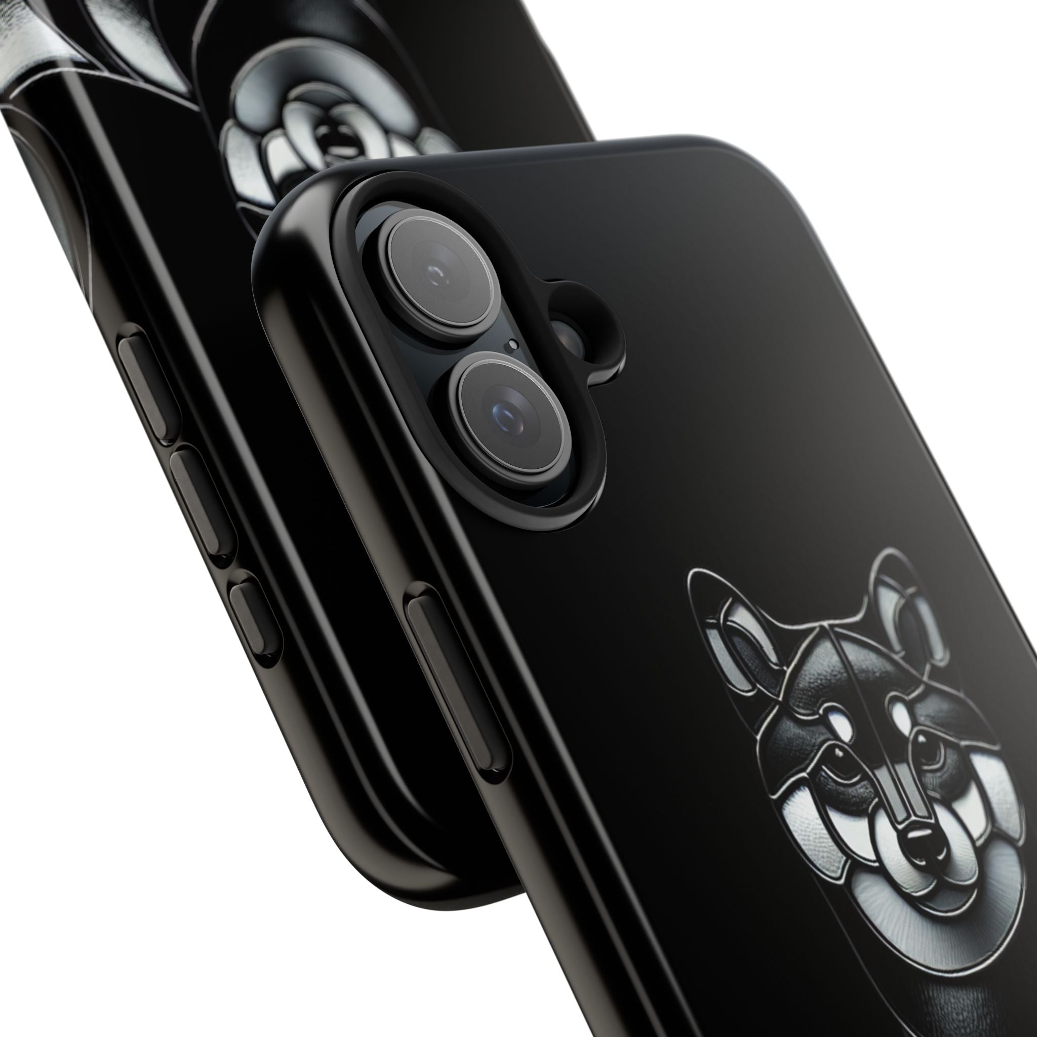 Wolf Silhouette Tough Phone Case — Black Geometric Wolf Protective Cover