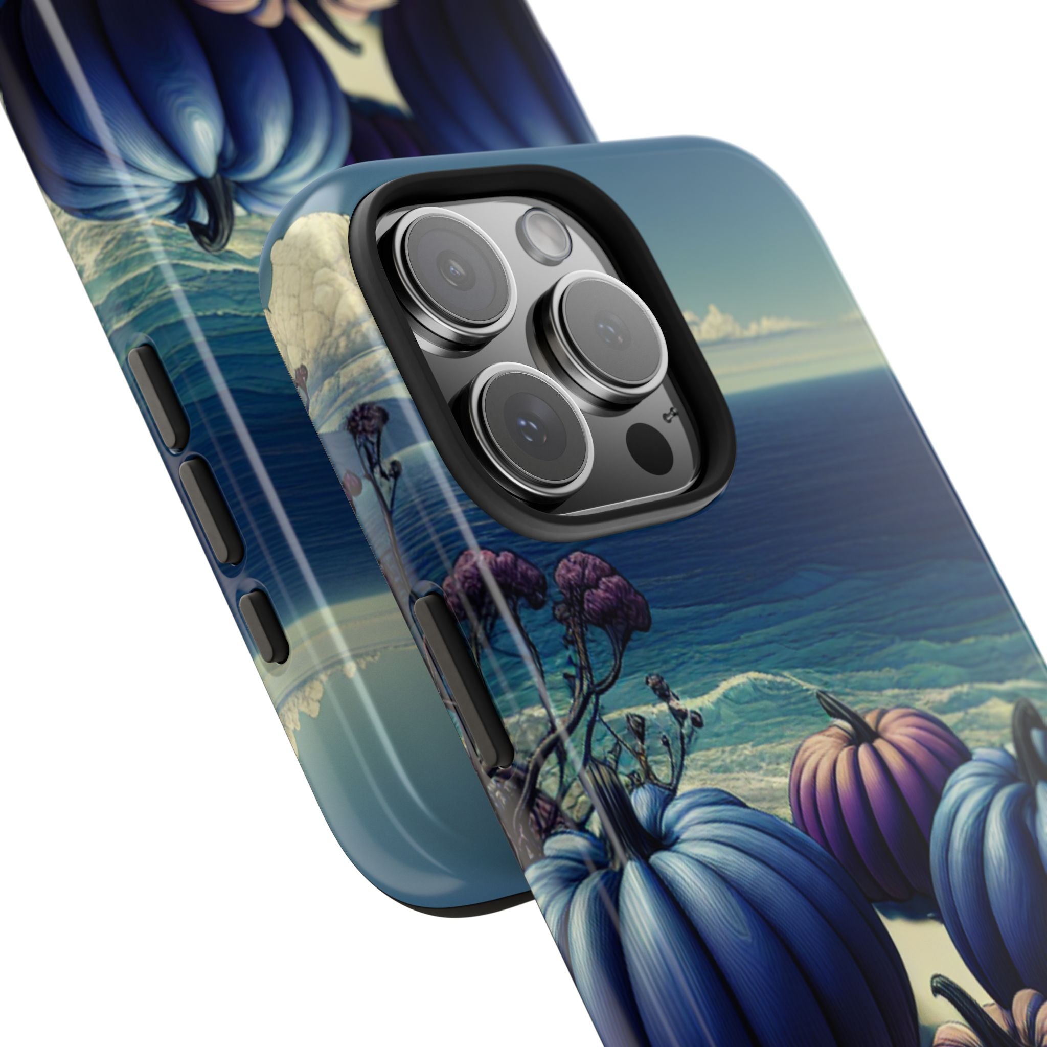 Blue Pumpkin Beach Tough Phone Case — Coastal Halloween Fall iPhone Cover