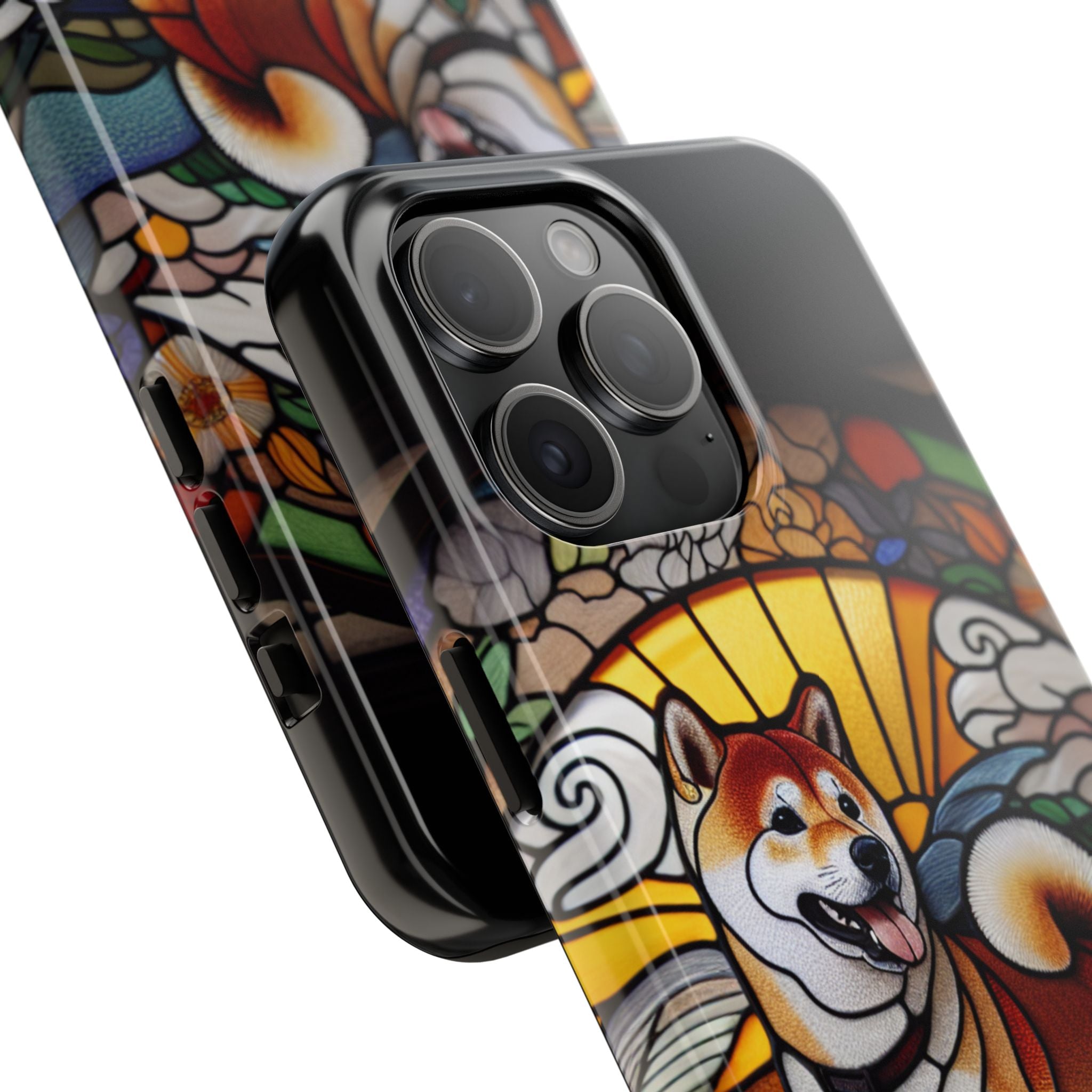 Shiba Inu Stained-Glass Tough Phone Case — Durable Protective Dog Art Cover