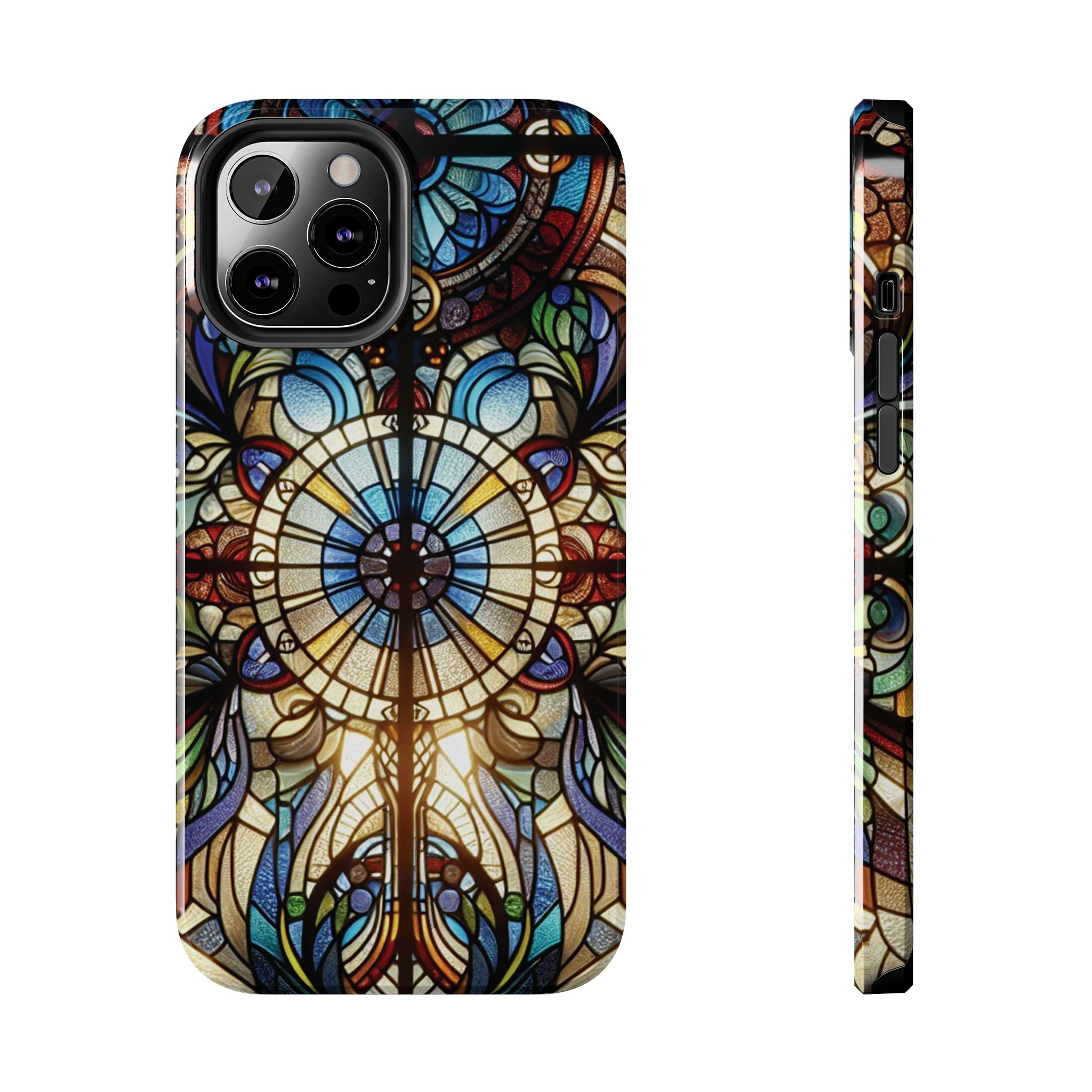 Stained Glass Mandala Tough Phone Case — Floral Vintage Art iPhone Cover