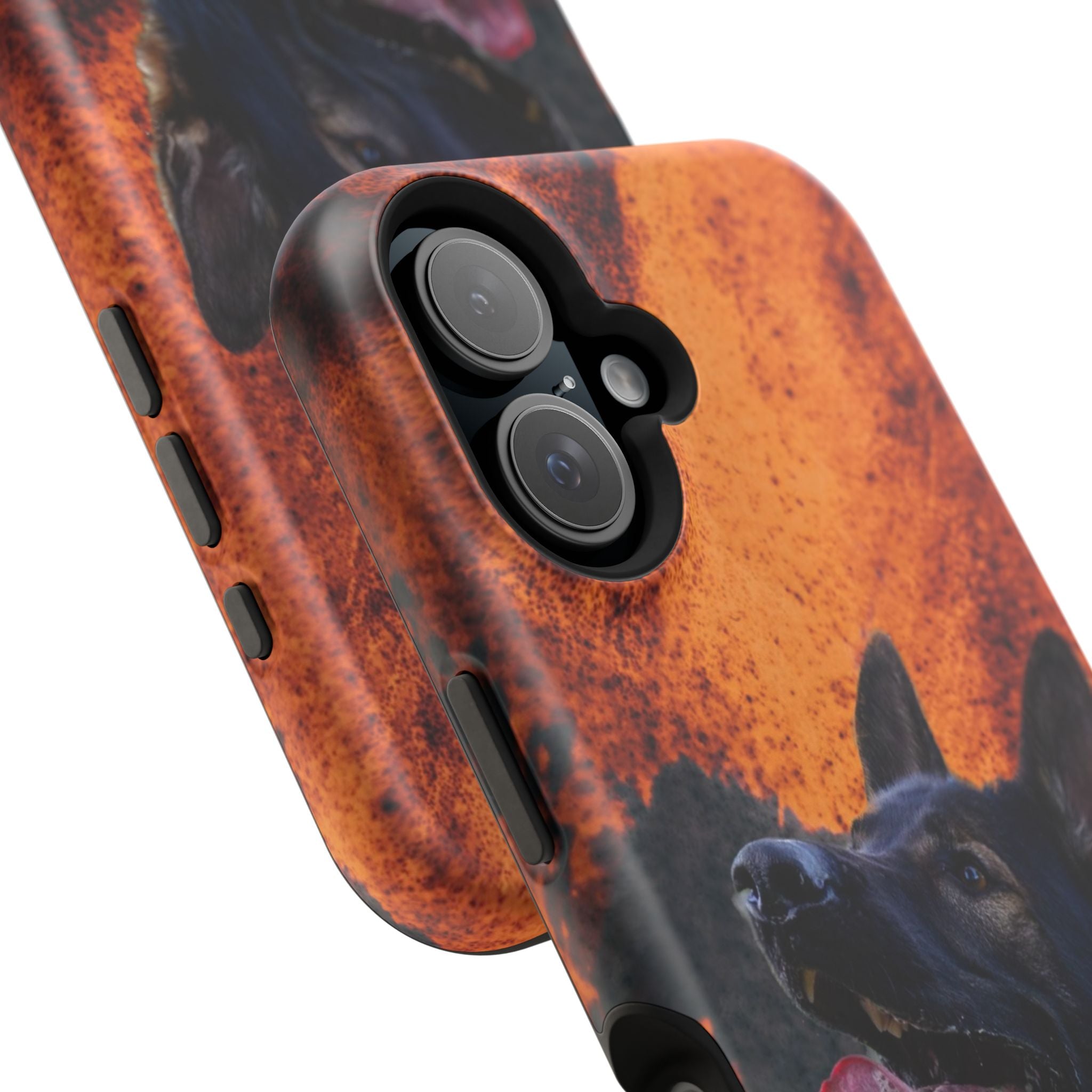 German Shepherd Phone Case — Flame Background Magnetic Impact-Resistant