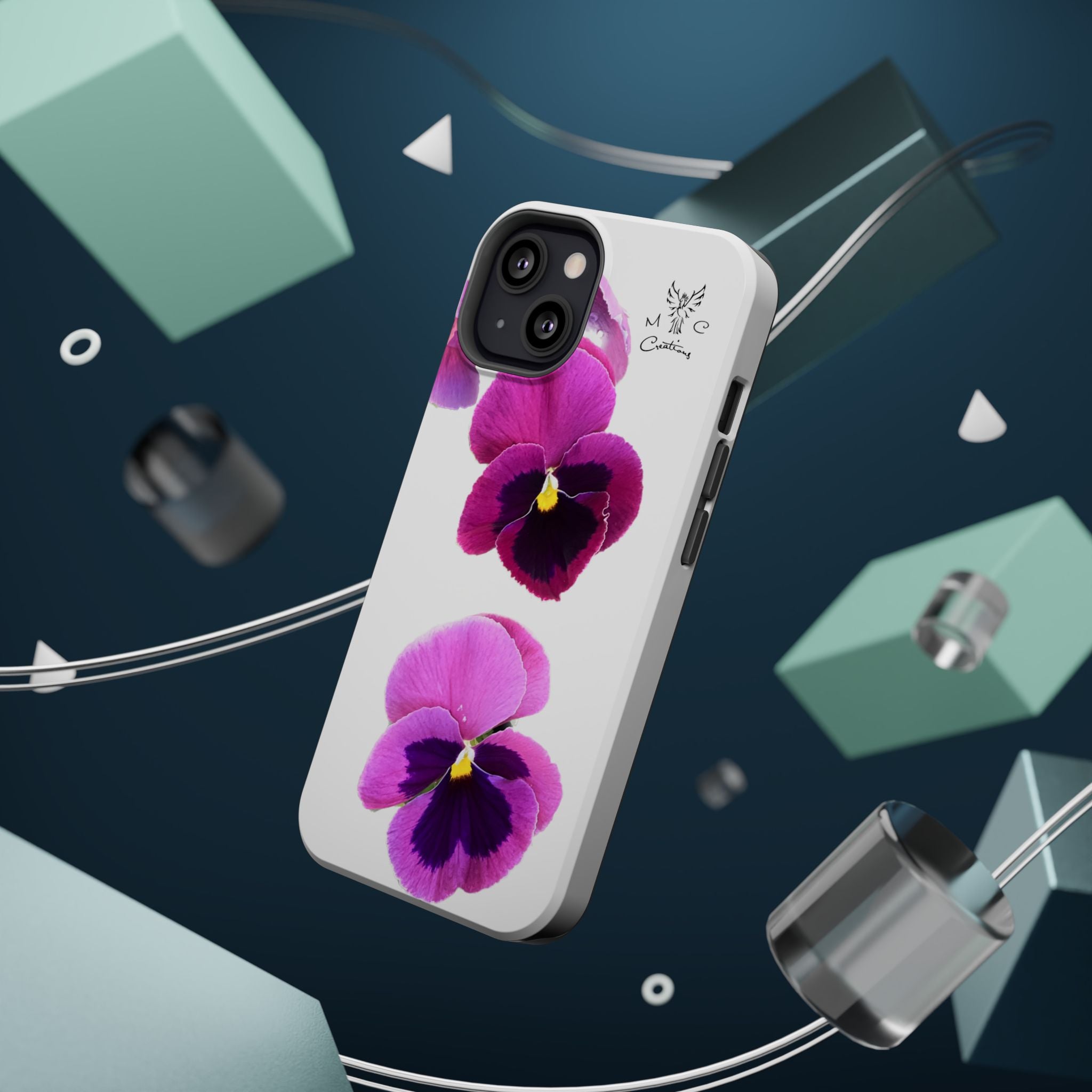 Pansy Blossom Magnetic Phone Case — Impact‑Resistant Floral iPhone Cover