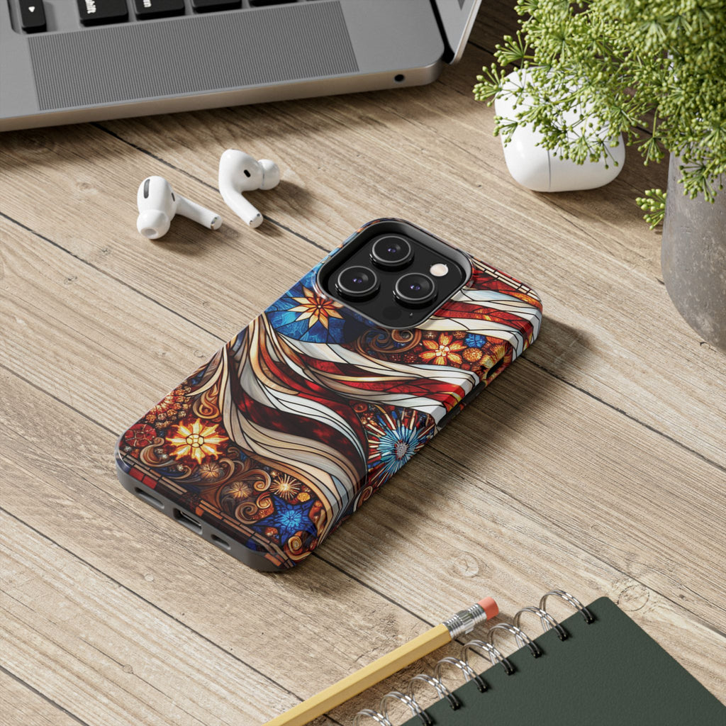 American by Nature Colorful Stained Glass Tough Phone Cases | Unique iPhone Covers, Protective Cases, Vibrant Designs, Gifts for Him/Her