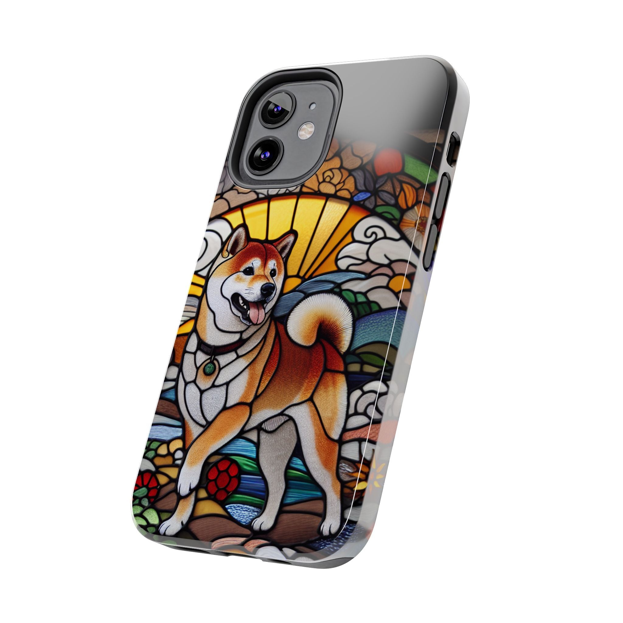 Shiba Inu Stained-Glass Tough Phone Case — Durable Protective Dog Art Cover