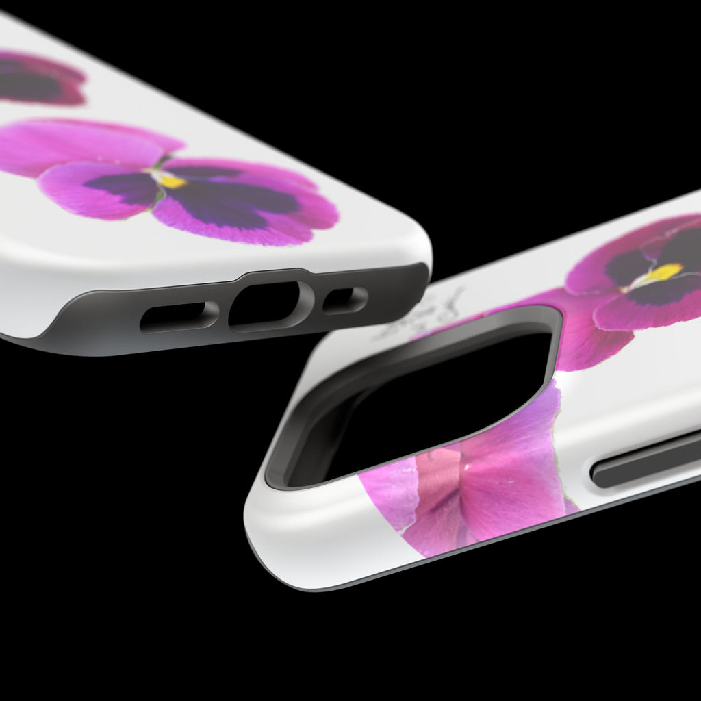 Pansy Blossom Magnetic Phone Case — Impact‑Resistant Floral iPhone Cover
