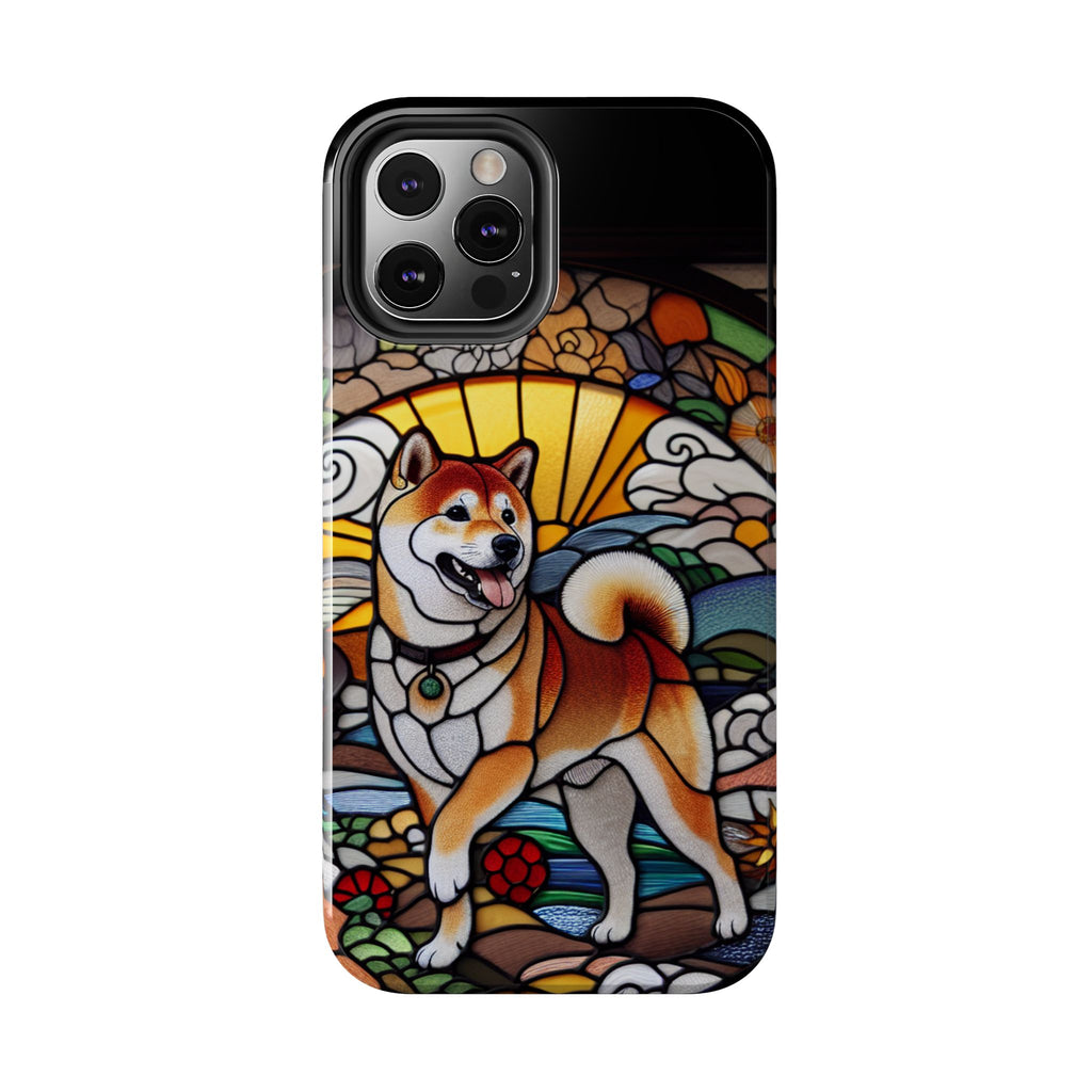Shiba Inu Stained-Glass Tough Phone Case — Durable Protective Dog Art Cover