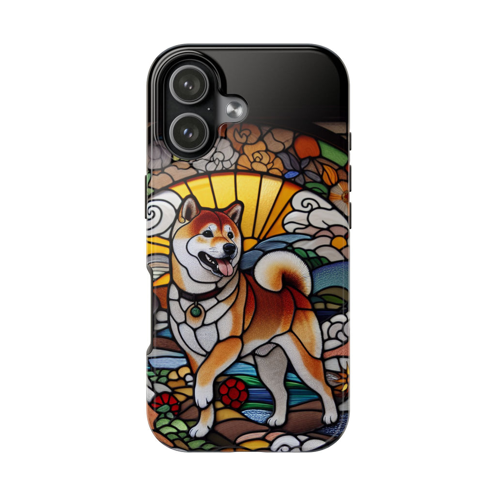 Shiba Inu Stained-Glass Tough Phone Case — Durable Protective Dog Art Cover