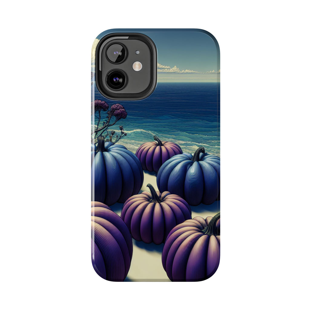 Blue Pumpkin Beach Tough Phone Case — Coastal Halloween Fall iPhone Cover